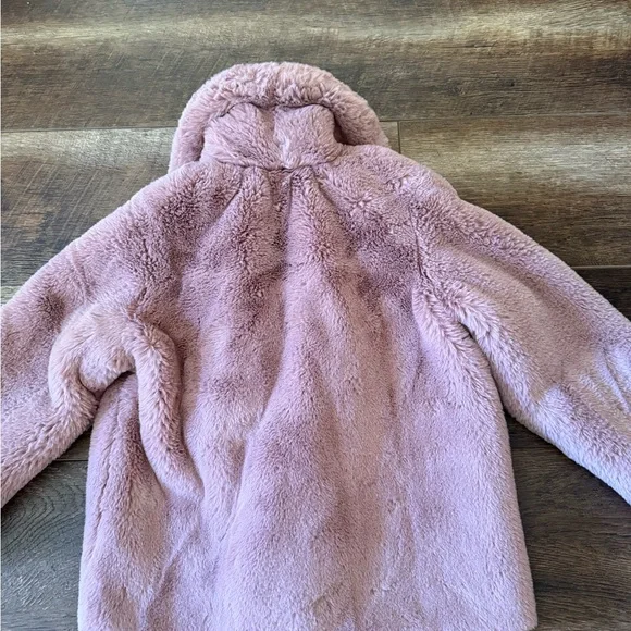 H&M Girls Mauve Pink Faux Fur Puffer Coat - Picture 7 of 7
